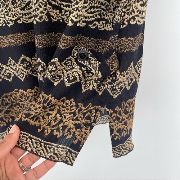 Norton McNaughton Petite Women’s Black Brown Mixed Print Short Sleeve Top Large - Picture 10 of 11